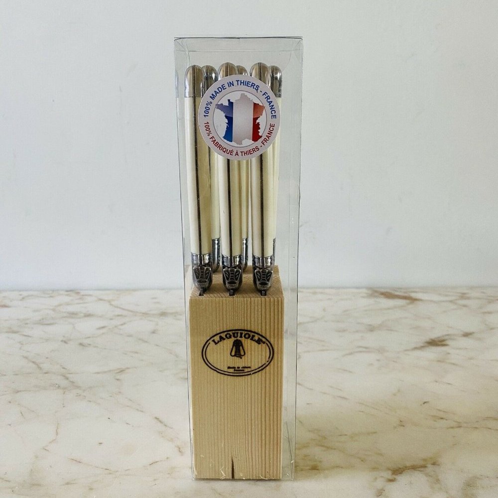 LAGUIOLE Jean Dubost Steak Knives Ivory Handles Set Of 6 - Thiers, France - Picture 4 of 8